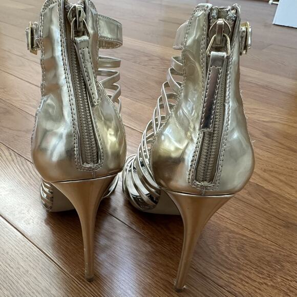 Steve Madden Marinee Gold Metallic Womens Platform Sandal Heels N6842* Size 8M - Picture 4 of 7